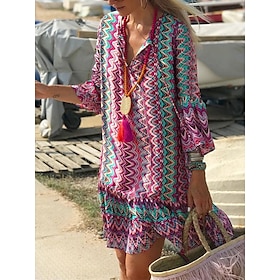 Vestito da spiaggia donna con stampa a blocchi di colore - Primavera/Estate 2023