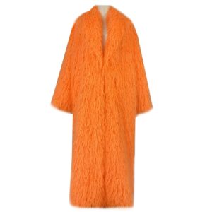 Cappotto esteso in lana artificiale con risvolto in finta pelliccia