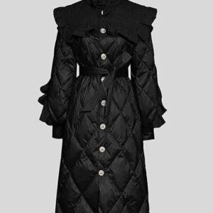 Cappotto francese in cotone solido di alta qualità per cappotti da donna a maniche lunghe con cintura monopetto a vita alta