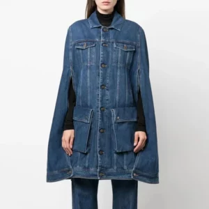 Cappotto di jeans da donna primaverile 2023 autunno nuovo design del mantello giacca di jeans dritta multi tasche vintage top lunghi larghi tutti abbi