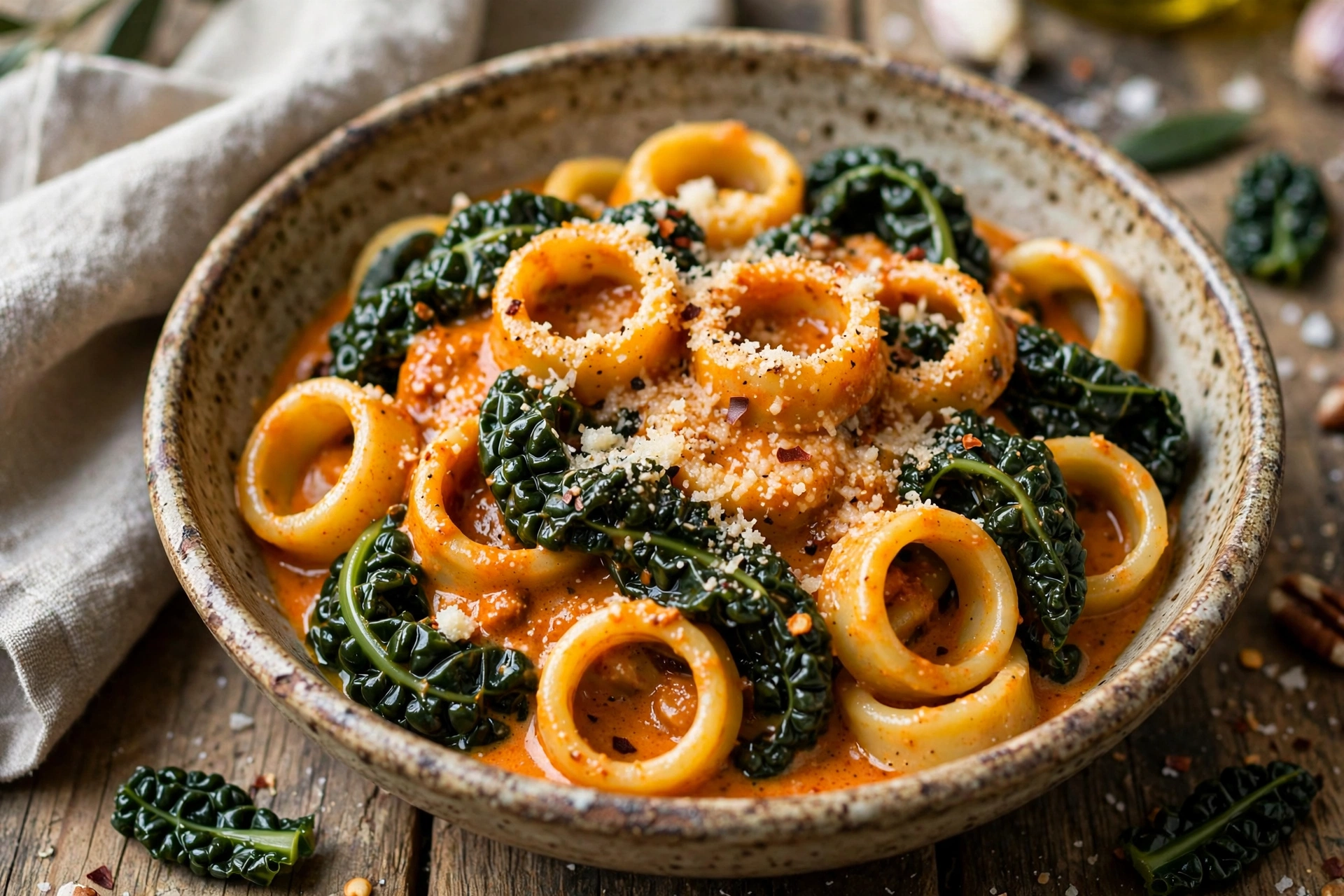 Calamarata con cavolo nero e ‘nduja