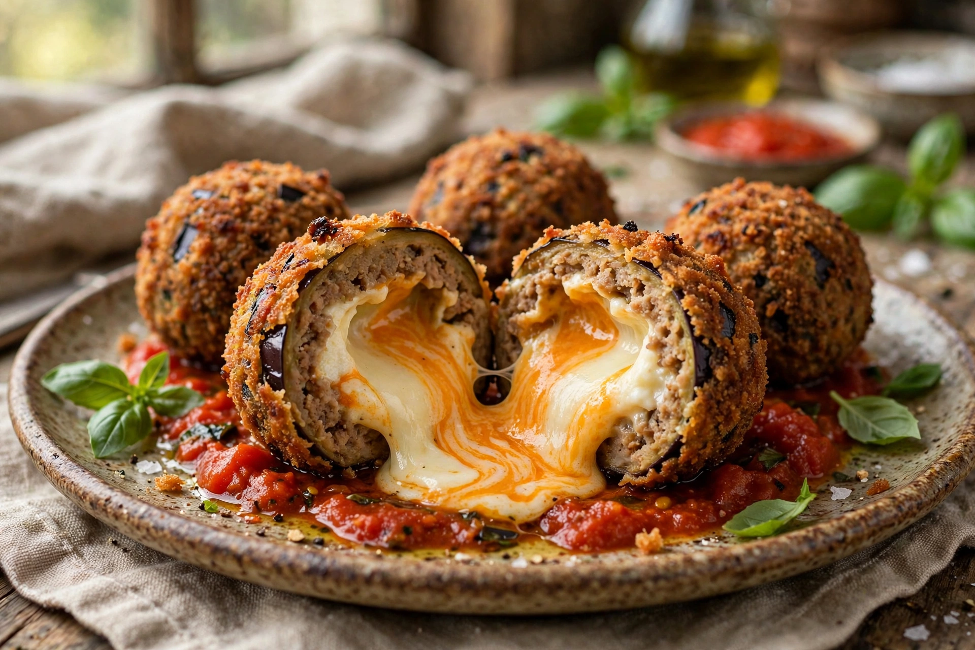 Polpette di melanzane con cuore di robiola e ‘nduja